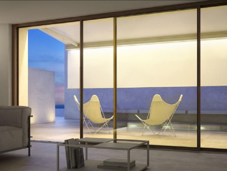 TENDE DA SOLE CON CASSONETTO VOLANT FRONTALE A SCOMPARSA E LUCI A LED T-HIDE PRATIC